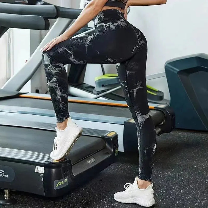 High Waist Tie Dye Yoga Leggings with Scrunch Butt Lift