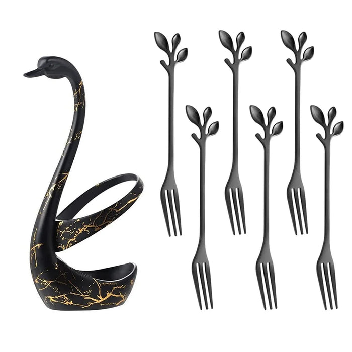 Stainless Steel Swan Fruit Fork Set For High End Dining