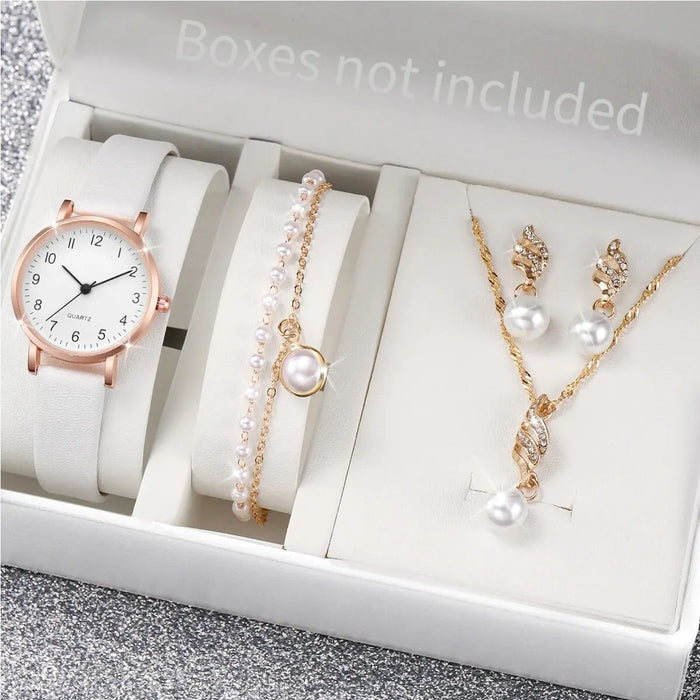 4 Piece Casual Quartz Watch Jewelry Set