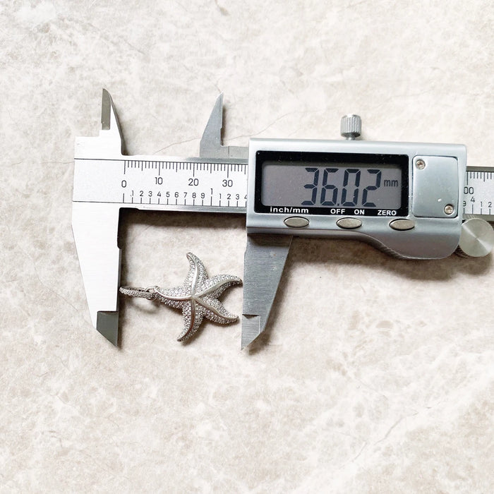 925 Sterling Silver Sparkling Starfish Pendant Ocean Spirit Jewelry For Women