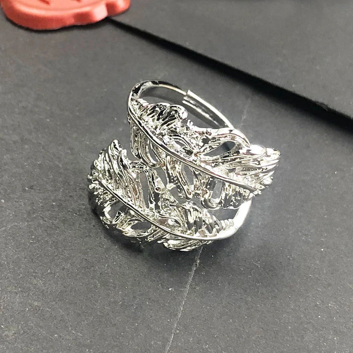 925 Sterling Silver Feather Ring Europe Style Fine Jewelry For Women