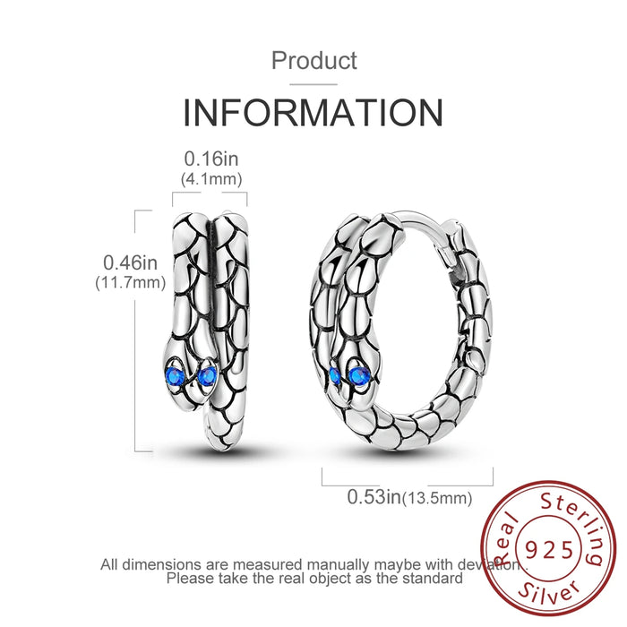 925 Sterling Silver Serpentine Hoop Earrings Fits Charms Fashion Gift For Women