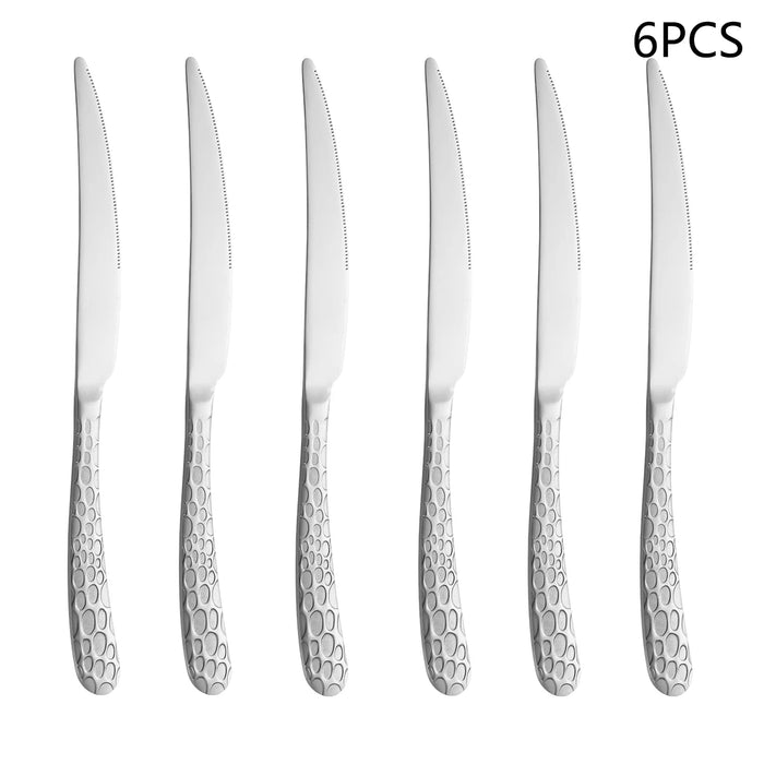 4 / 6 / 16 / 24 Piece Stainless Steel Tableware With Steak Knife Dinner Fork Soup Spoon And Tea Spoon