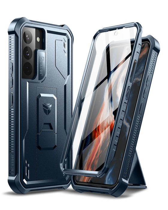 For Samsung Galaxy S22 Plus 5G Full Body Bumper Armor Rugged Military Bracket Holder Case With Built In Screen Protector