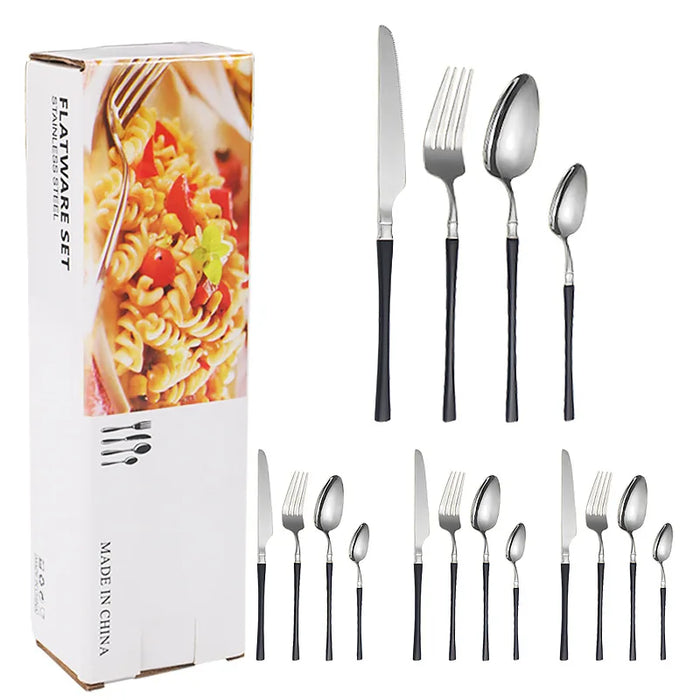 16 Piece Stainless Steel Tableware Set For Restaurants And Hotels