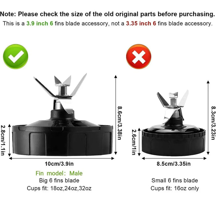6 Fins Pro Extractor Blade For Nutri Ninja Auto Iq Bl480W-70 Bl480D-30Dob Bl450-70 Bl451-70 Bl454-70 Bl455-70 Bl481-70 Bl482-70