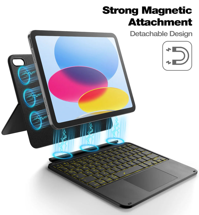 For Ipad 10Th Generation 2022 Two-Piece Folio Multi-Touch Trackpad Backlit Slim Design Keyboard Case