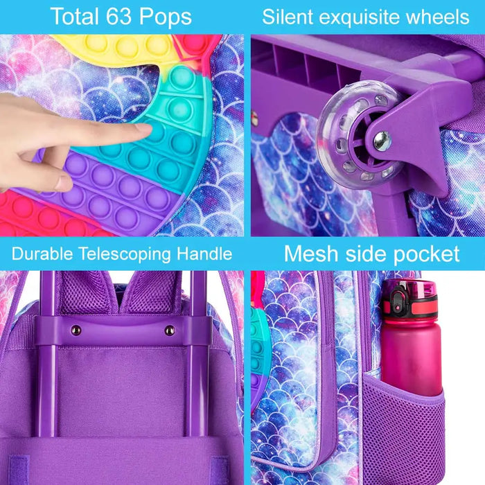 Unicorn Dinosaur Rolling Backpack For Kids