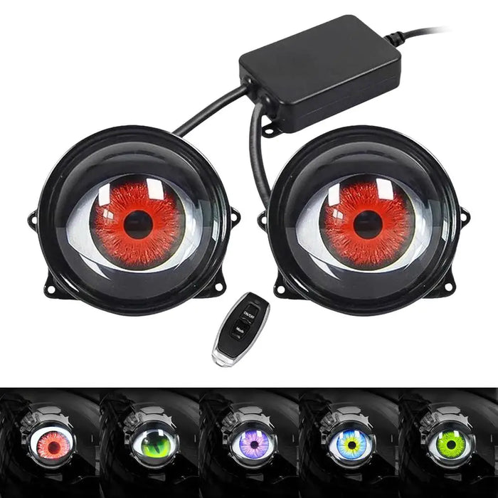 3 Car Devil Eyes Lens Lights Dynamic Demon Headlight Kit With Remote Control