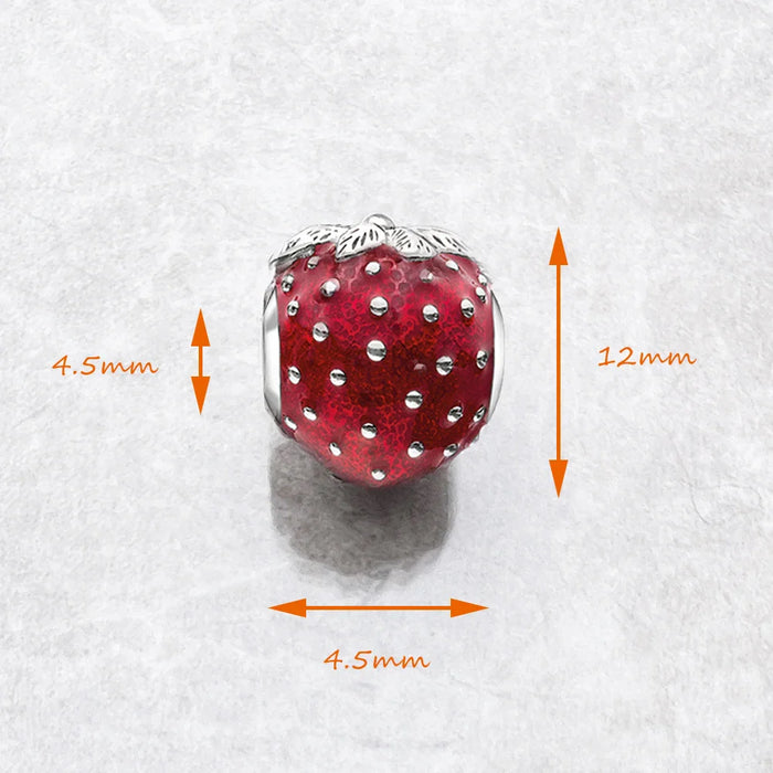 925 Sterling Silver Strawberry Beads Charm For European Diy Jewelry Gift For Women
