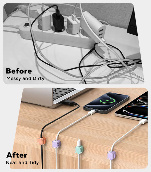 6 Pack Magnetic Cable Clips Under Desk Cable Management Adhesive Magnetic Cord Holder Magnetic Cord Organizer Wire Holder