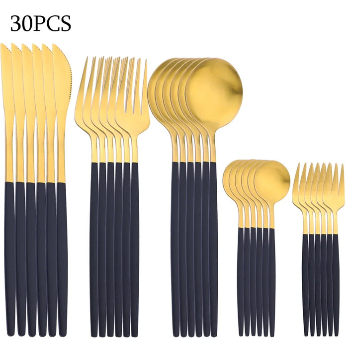 30 Piece Matte Stainless Steel Cutlery Set For Kitchen Parties