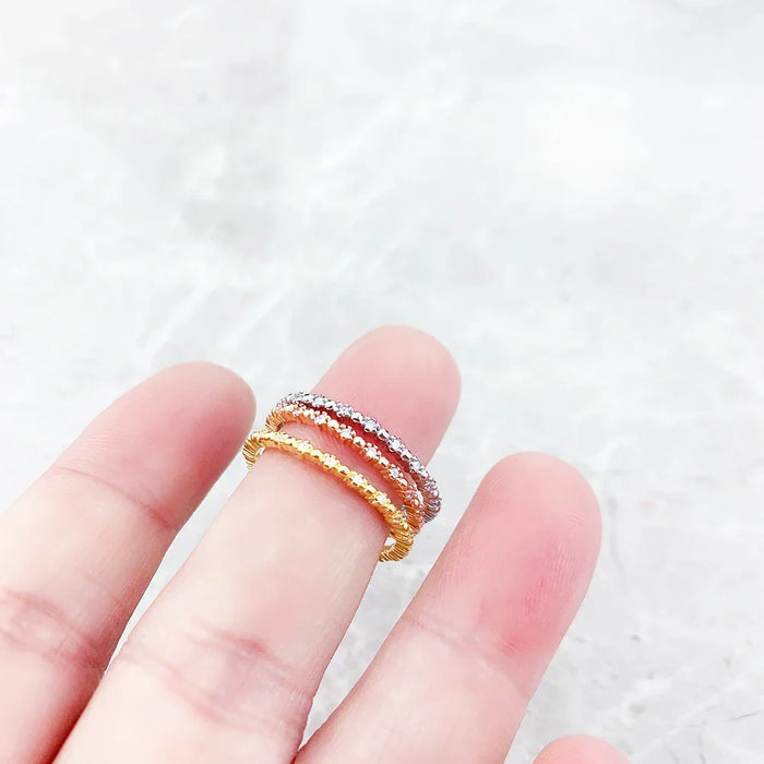 925 Sterling Silver Delicacy Dots Ring With White Stones Trend Fine Jewelry For Women