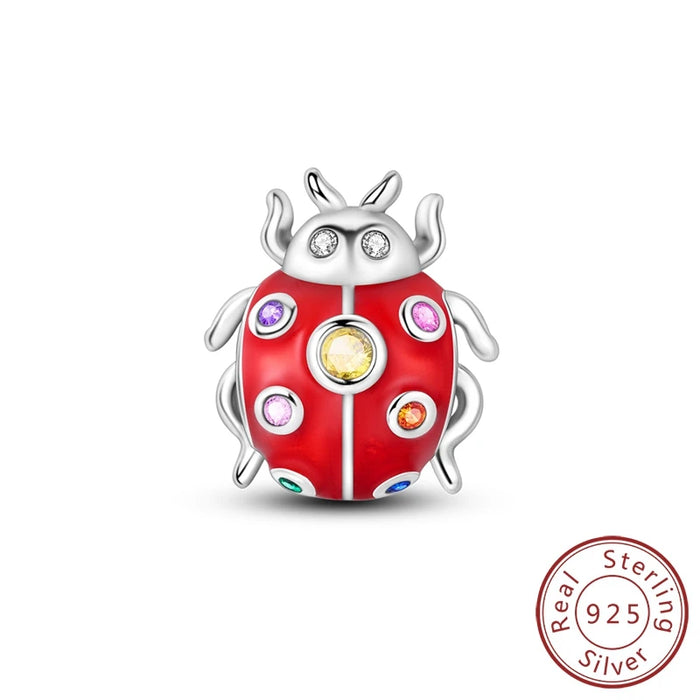925 Sterling Silver Ladybug Charms For Diy Jewelry Fits Bracelets