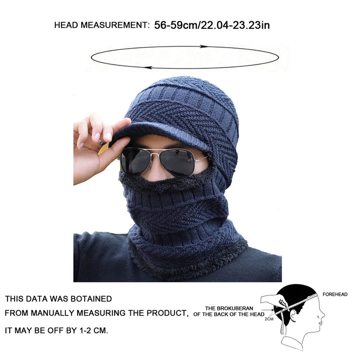 Men Winter Knit Hat With Ear Protection Windproof & Warm Baseball Cap For Outdoor Riding