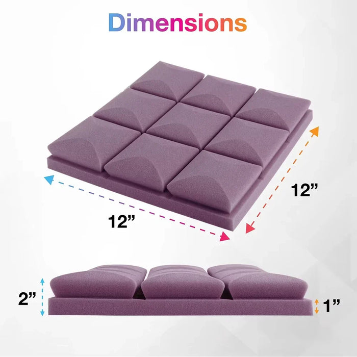 12 Pieces Acoustic Foam Panels For Studio Sound Insulation Noise Reduction Wedge Tiles