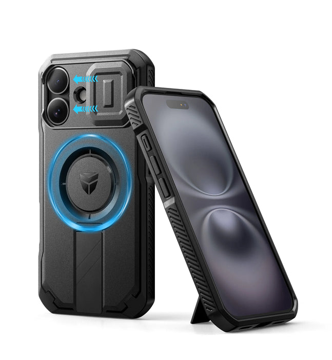 For Iphone 16 Shockproof Bumper Slim Protective Compatible Magsafe Case With Slide Camera Case And Adjustable Kickstand