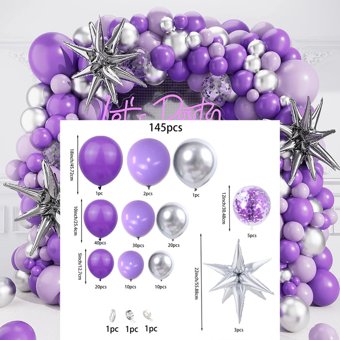 Silver Green Purple Balloon Arch Set Suitable For Large Gatherings Birthdays Parties Weddings Etc