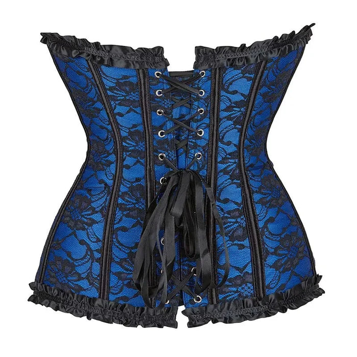 Fishbones Pleated Lace Up Boned Overbust Corset Women Plus Size S-6Xl