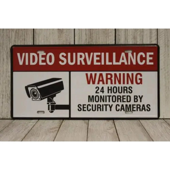 1D Video Surveillance Tin Sign Deter Porch Pirates