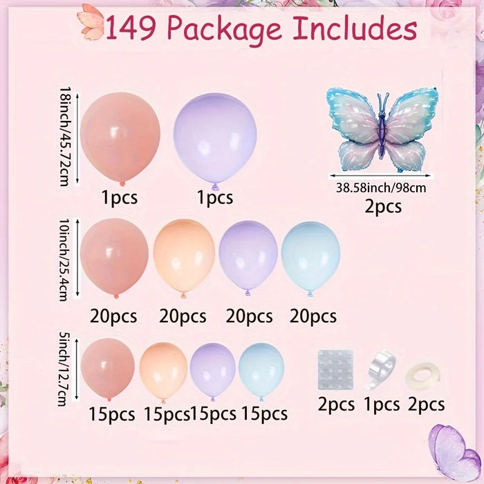 149Pcs Butterfly Balloon Garland Arch Kit Wedding Birthday Party Anniversary Graduation Festival Room Decoration