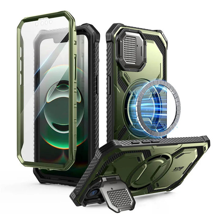 For Iphone 16E Armorbox Full-Body Heavy Duty Military-Grade Protection Rugged Magnetic Phone Case With Stand