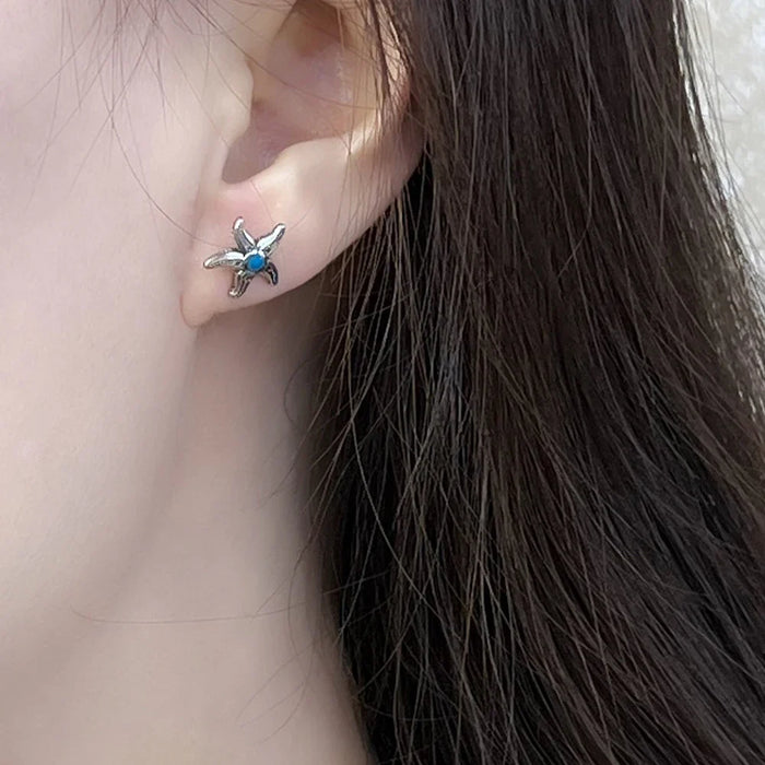 925 Sterling Silver Starfish Studs Chic Gift For Women