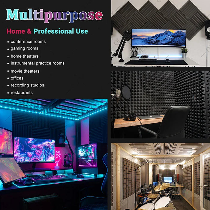 6 / 12 / 24 Pieces Acoustic Foam Panels White Mushroom Wedge Tiles For Soundproofing And Noise Insulation In Home Studios