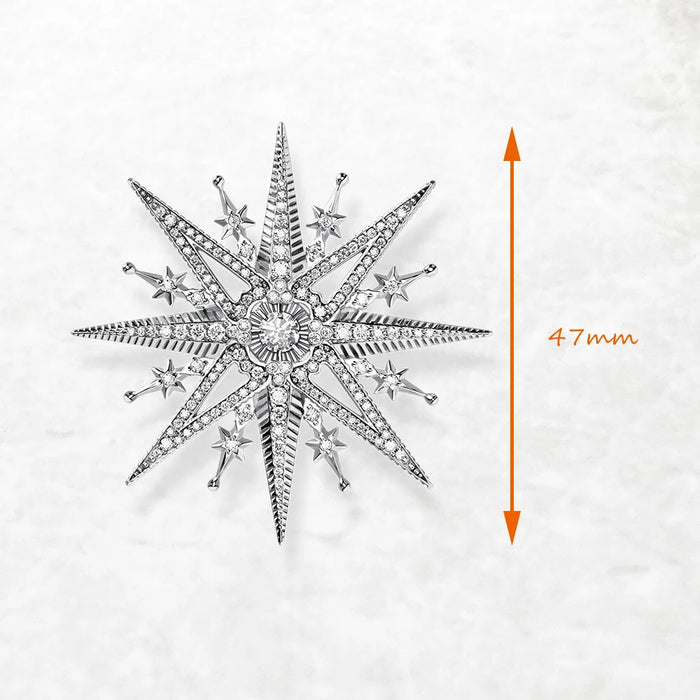 925 Sterling Silver Royal Star Brooch Trendy Gift For Women
