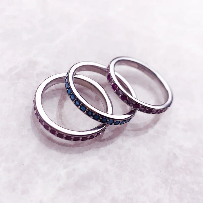 925 Sterling Silver Colourful Stone Ring Romantic Gift Fine Jewelry For Women Real Europe Elegance