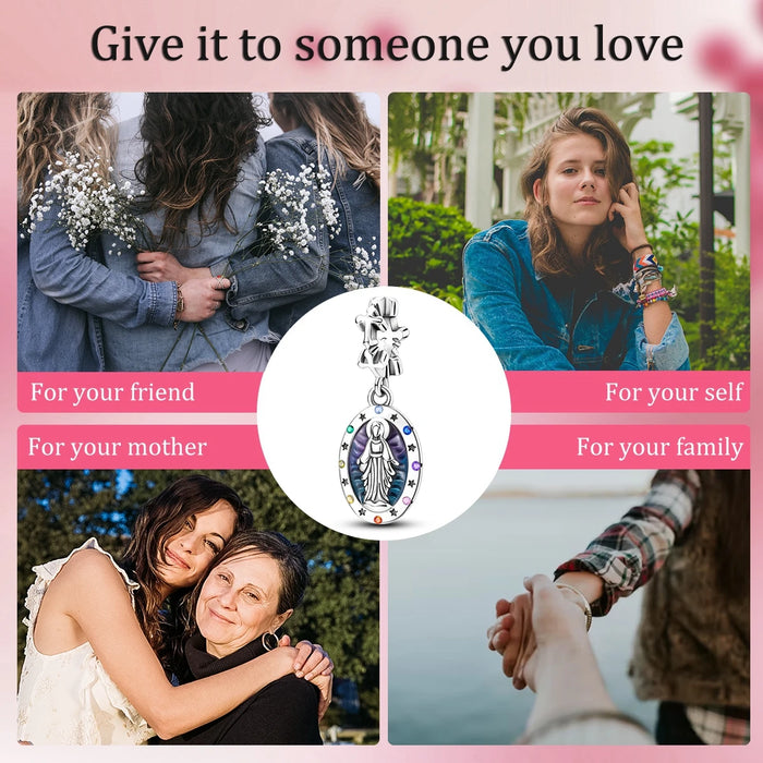 925 Sterling Silver Our Lady Of Mercy Pendant Fits Bracelet Diy Gift For Women