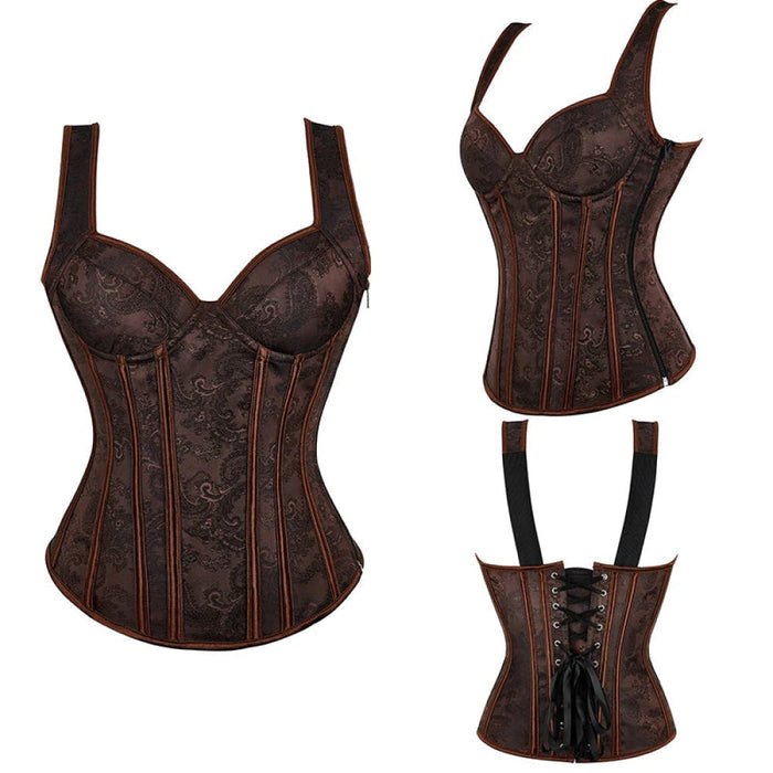 Adjustable Plus Size Steampunk Gothic Corset With G String S To 6Xl
