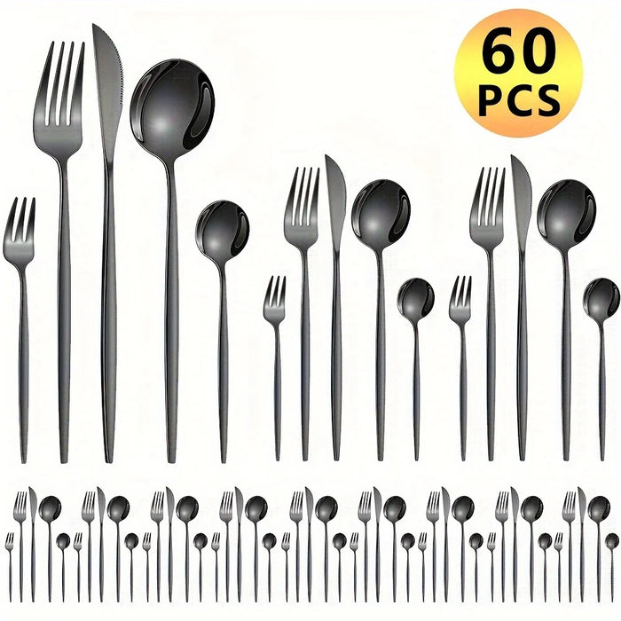 60 Piece Stainless Steel Golden Cutlery Set Mirror Polished Dishwasher Safe