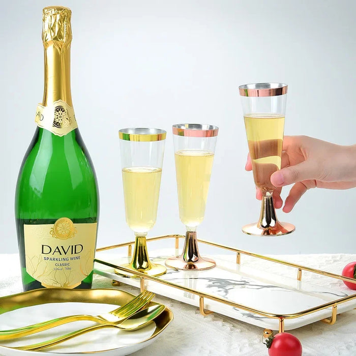 24 Piece Disposable Plastic Champagne Flutes For Weddings & Parties