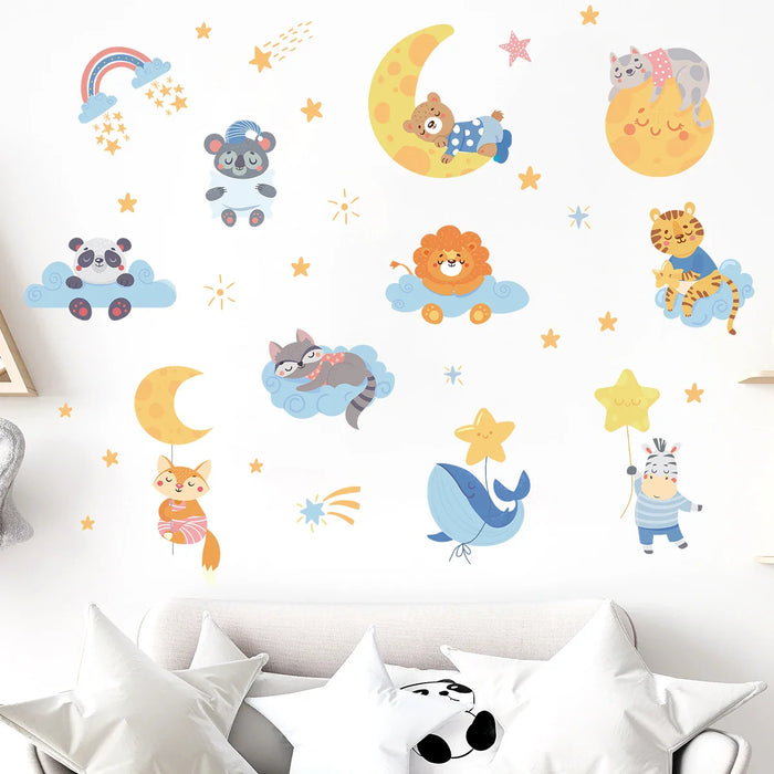 Adorable Cartoon Animal Wall Decals For Kids Room Decor