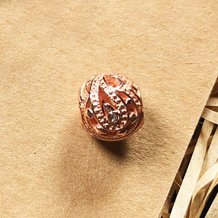 925 Sterling Silver Water Drop Rose Gold Beads Charm For Women