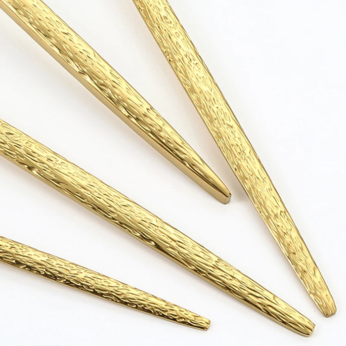 30 Piece Gold Hammered Stainless Steel Cutlery Set Dishwasher Safe