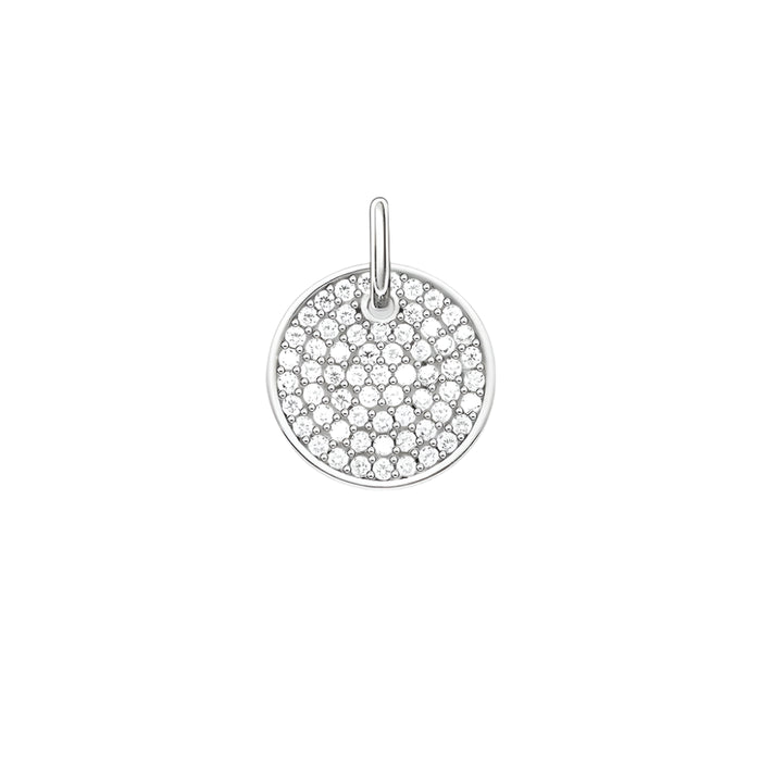 925 Sterling Silver Round Disc Pendant Pave Summer Fashion Jewelry For Women