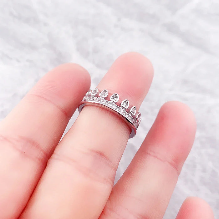 925 Sterling Silver Queen Crown Ring Romantic Gift For Women