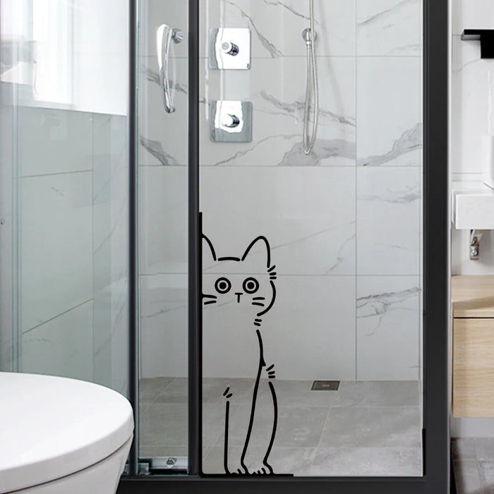 1Pc Self Adhesive Wall Stickers For Home Decor Black Lines Peeping Cats Decals