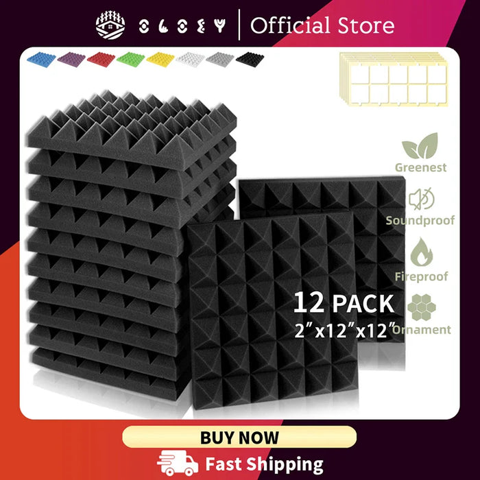 12 Pieces Soundproof Wall Panels For Ktv Room Studio Acoustic Foam Treatment