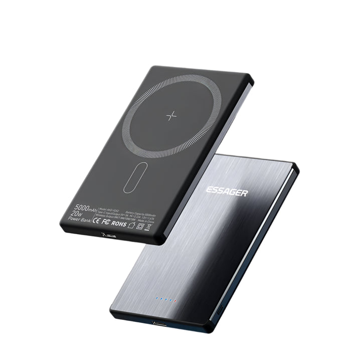 Pd 20W Magnetic Wireless Charging Bank 5000Mah External Battery Charger For Iphone 15 14 13 Pro Max Thin Charging Bank