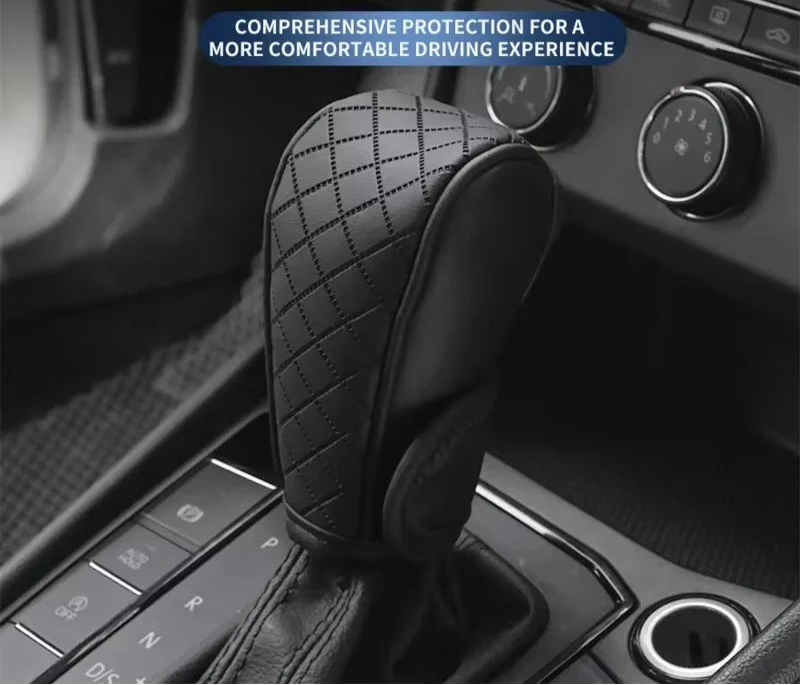 Soft Pu Leather Car Shift Handle Cover Non-Slip & Wear-Resistant Knob Decor Interior Accessory