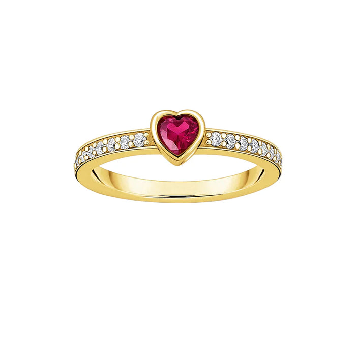 925 Sterling Silver Romantic Gift Heart Gold Plated Ring Fine Jewelry For Women