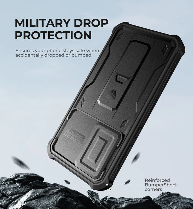 For Samsung Galaxy A36-5G Heavy Duty Military Grade Protection Shockproof Holder With Bulit-In Magnetic Slide Camera Case