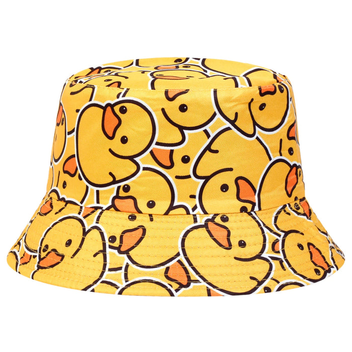 Double Sided Unisex Duck Print Bucket Hat For Outdoor Sun Protection