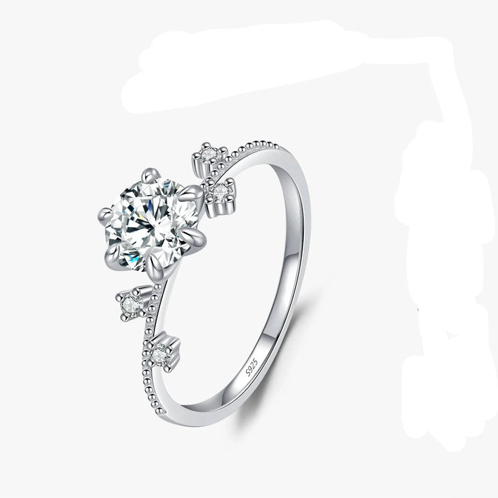 925 Sterling Silver Delicate 1Ct Moissanite Flower Ring