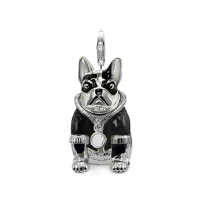925 Sterling Silver Black Bulldog Pendant Trendy Animal Jewelry For Men & Women