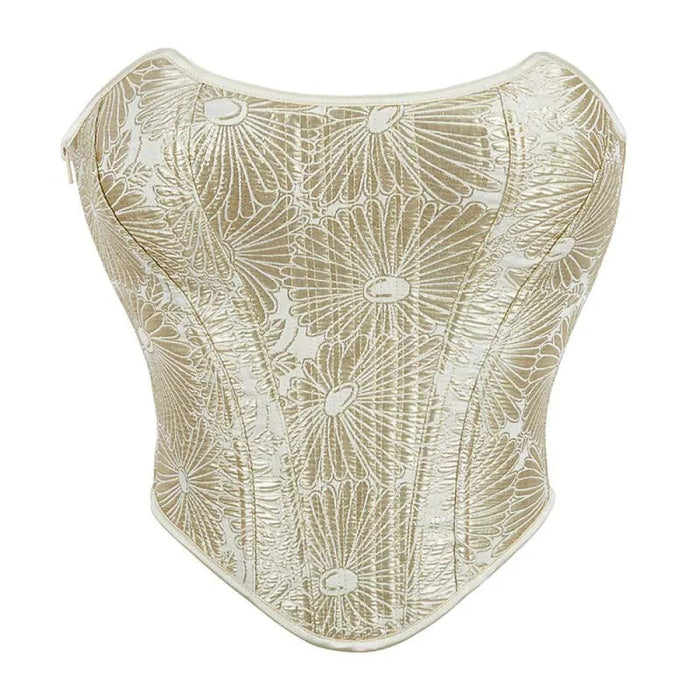 Gold Sequin Zip-Up Cropped Tank Top Elegant Royal Design 90% Polyester 10% Elastane