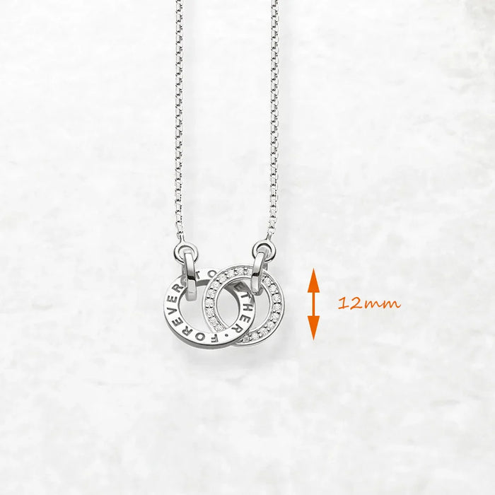 925 Sterling Silver Forever Together Necklace Link Chain Romantic Gift
